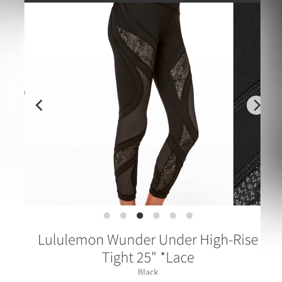 lululemon athletica Pants - Lululemon Wunder under high rise sz  8 black lace 25”